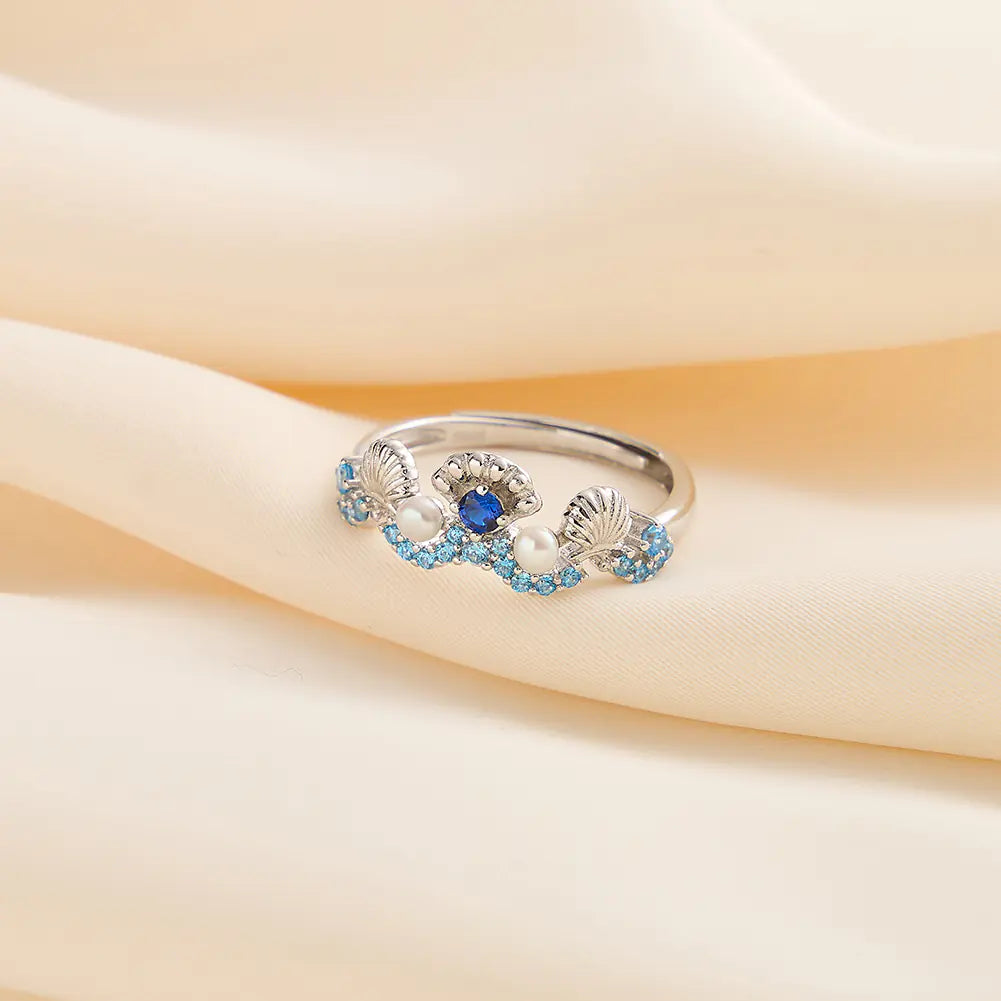 Freshwater Pearl Zircon Open S925 Ring