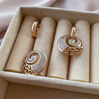 Vintage hollow inlaid zircon earrings