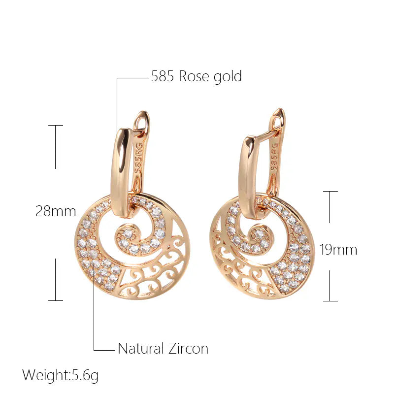Vintage hollow inlaid zircon earrings