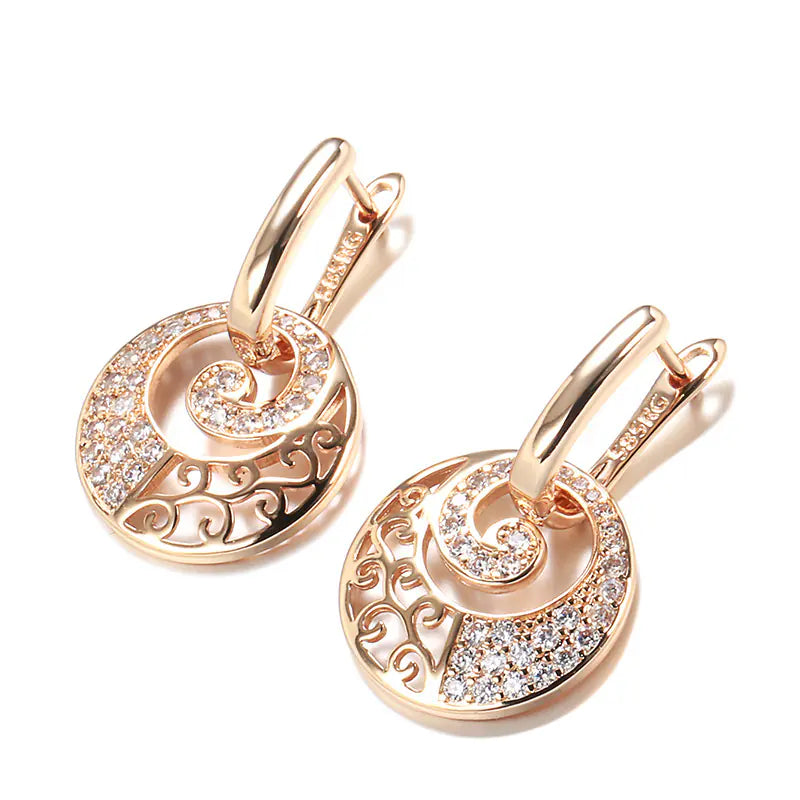 Vintage hollow inlaid zircon earrings