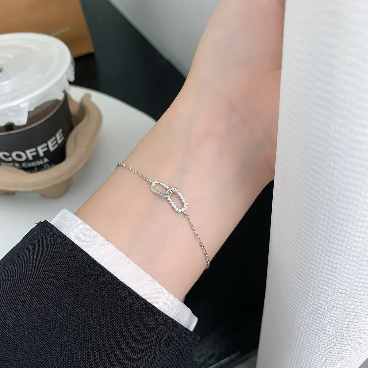 S925 sterling silver Mobius ring bracelet