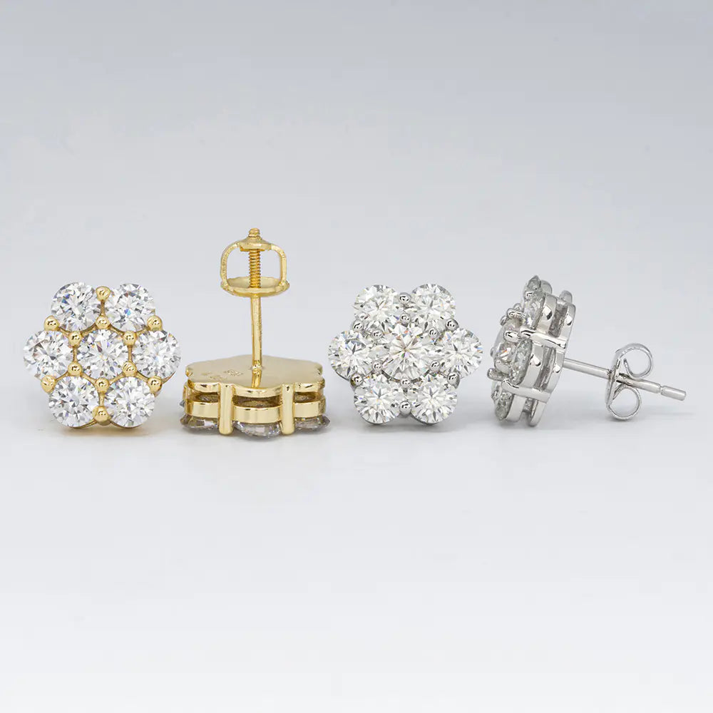 Flower 925 Silver Moissanite Stud Earrings
