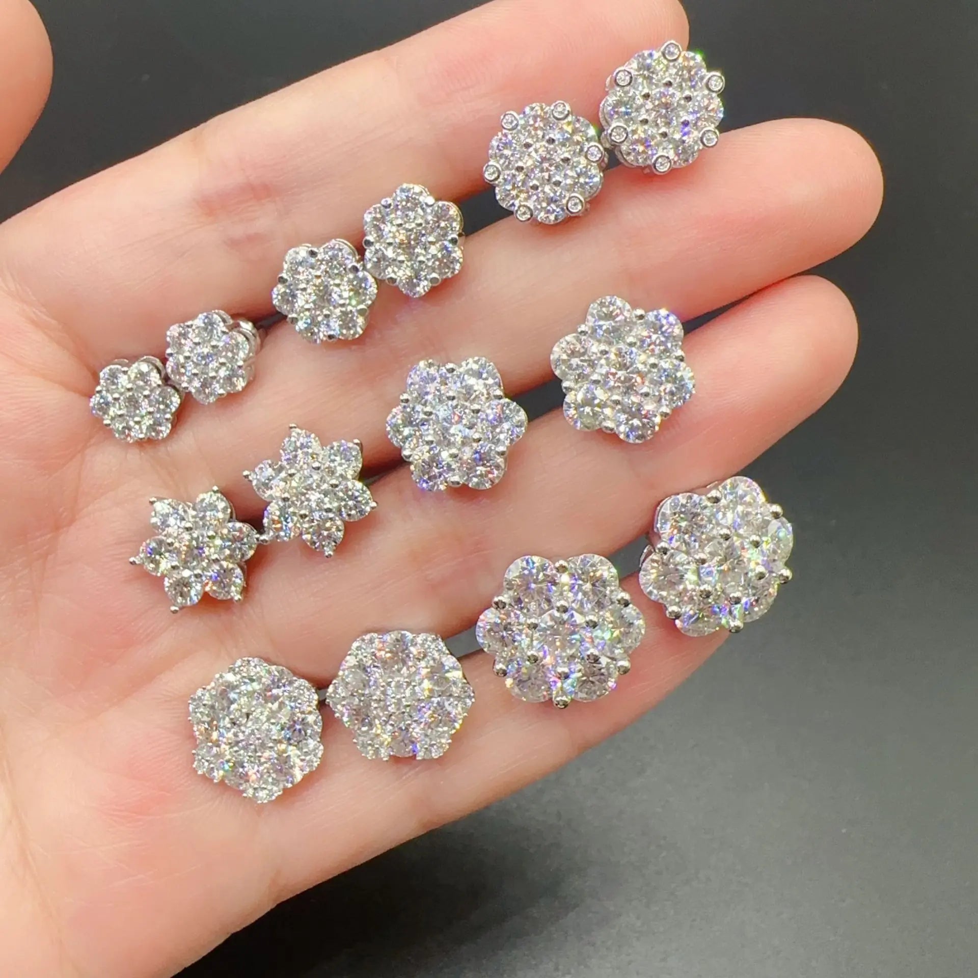 Flower 925 Silver Moissanite Stud Earrings