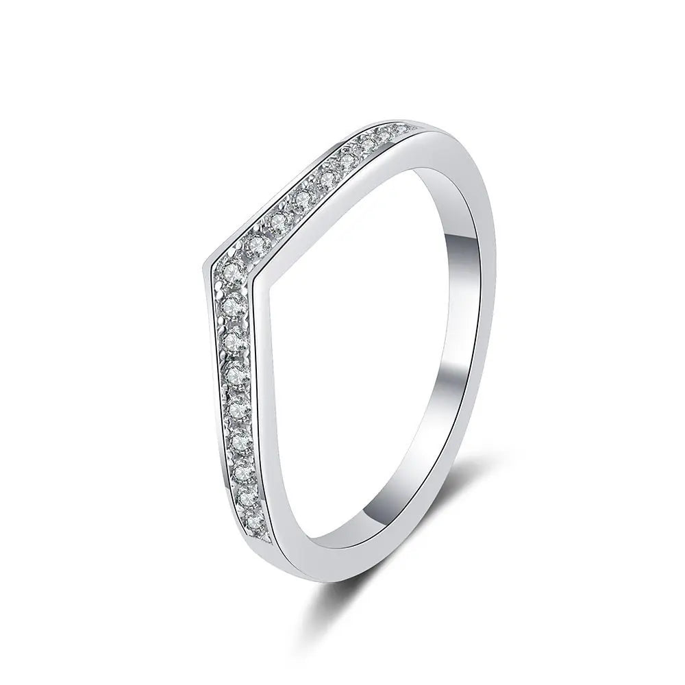 925 Silver D Color MoissaniteV Shape Wedding Ring