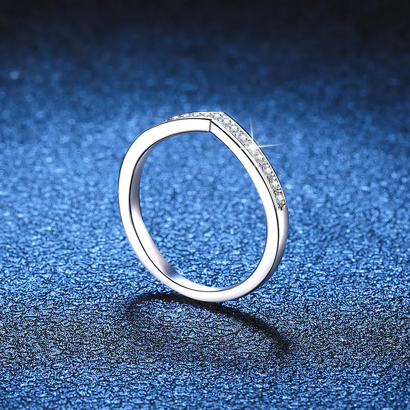 925 Silver D Color MoissaniteV Shape Wedding Ring