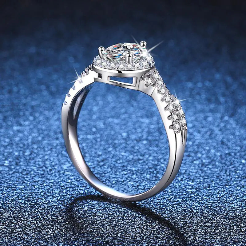 925 sterling silver Teardrop Shape Moissanite Ring