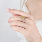 Brass Diamond Flower Adjusable Ring