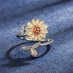 Brass Diamond Flower Adjusable Ring