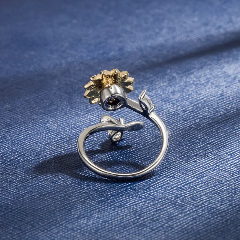 Brass Diamond Flower Adjusable Ring