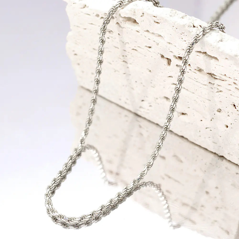 Fashion 925 Silver 3mm Rope Chain Necklace
