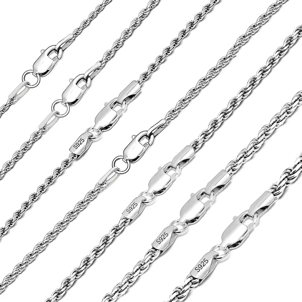 Fashion 925 Silver 3mm Rope Chain Necklace