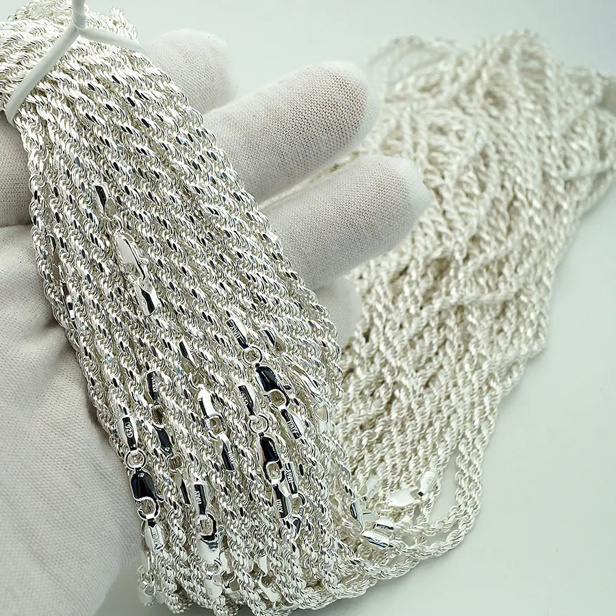 Fashion 925 Silver 3mm Rope Chain Necklace
