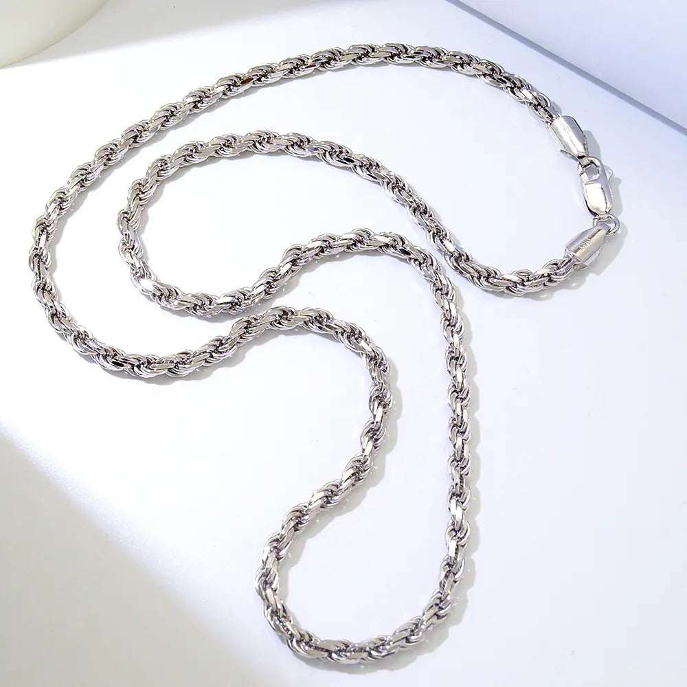 Fashion 925 Silver 3mm Rope Chain Necklace