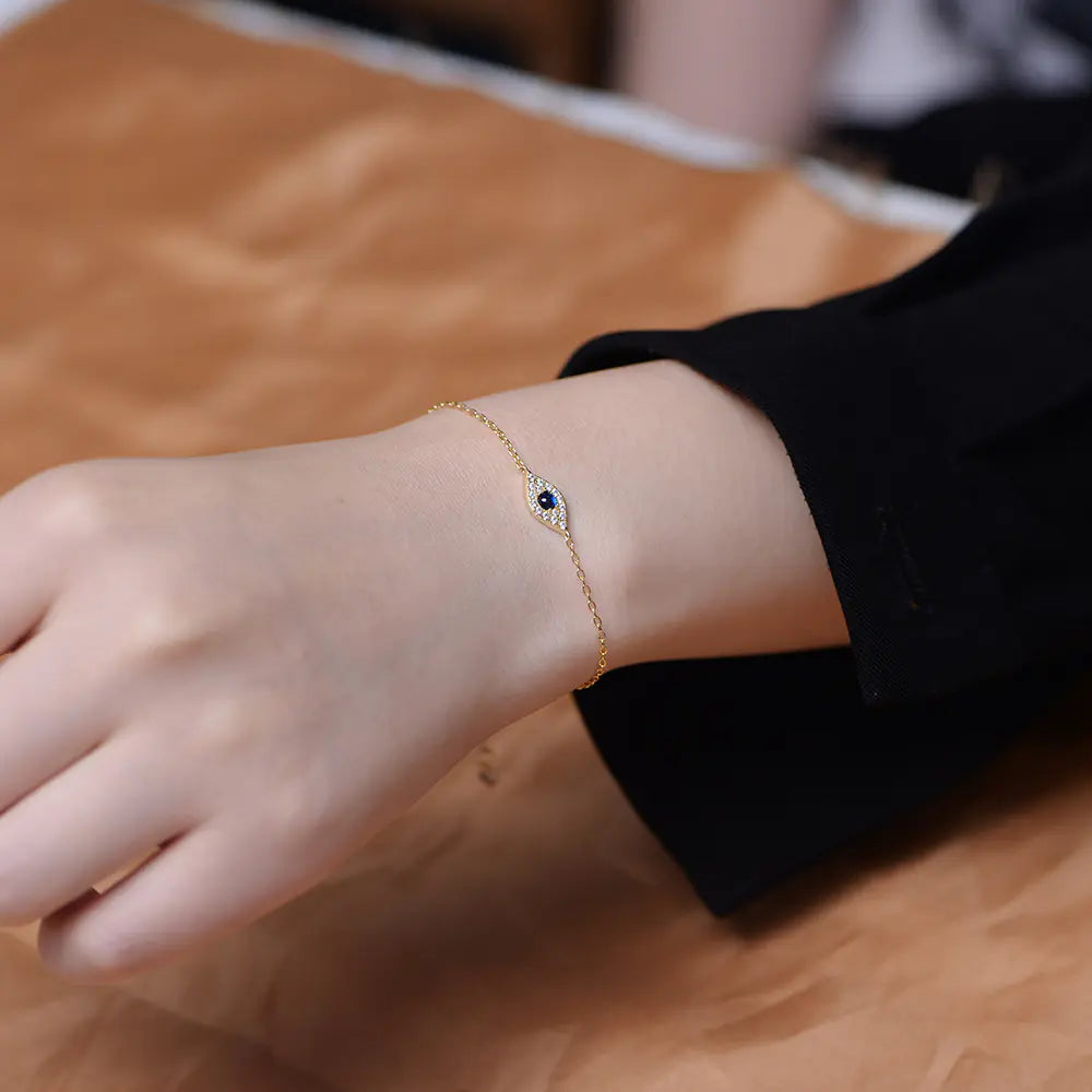 s925 sterling silver devil eye bracelet with cz