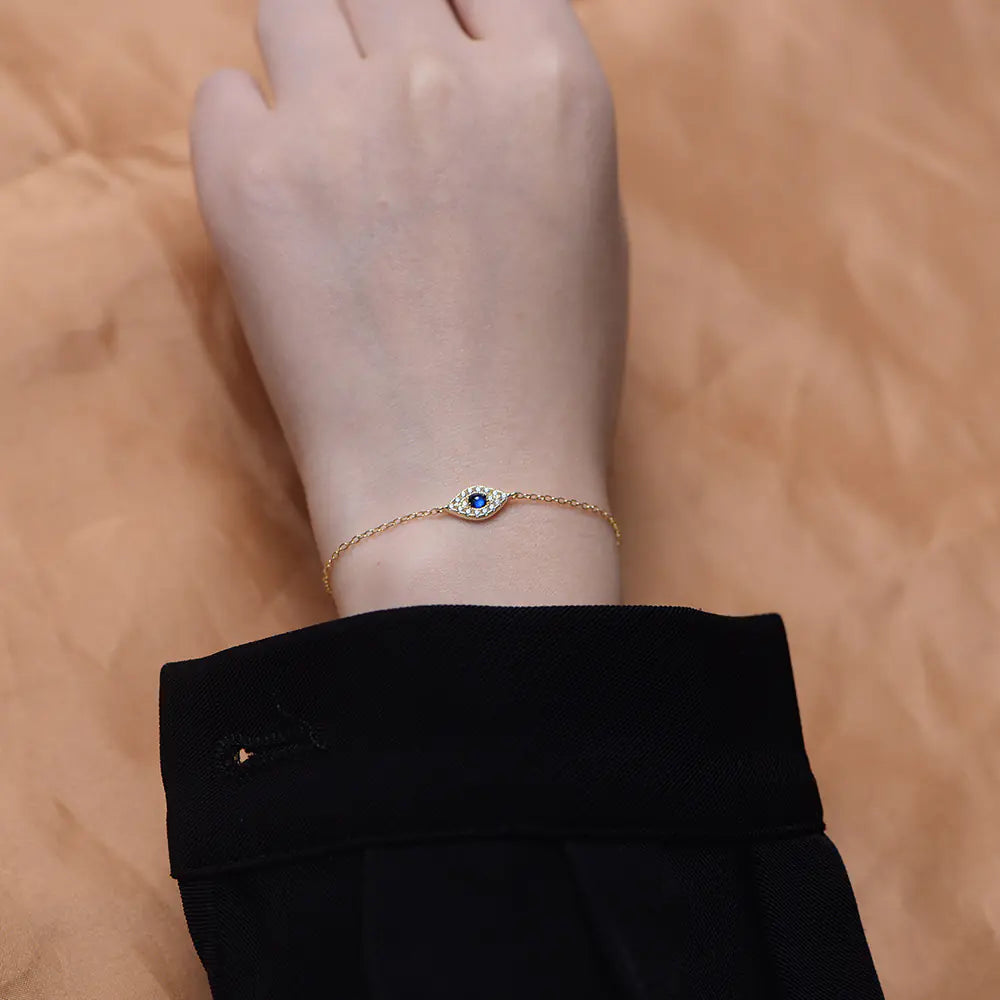 s925 sterling silver devil eye bracelet with cz