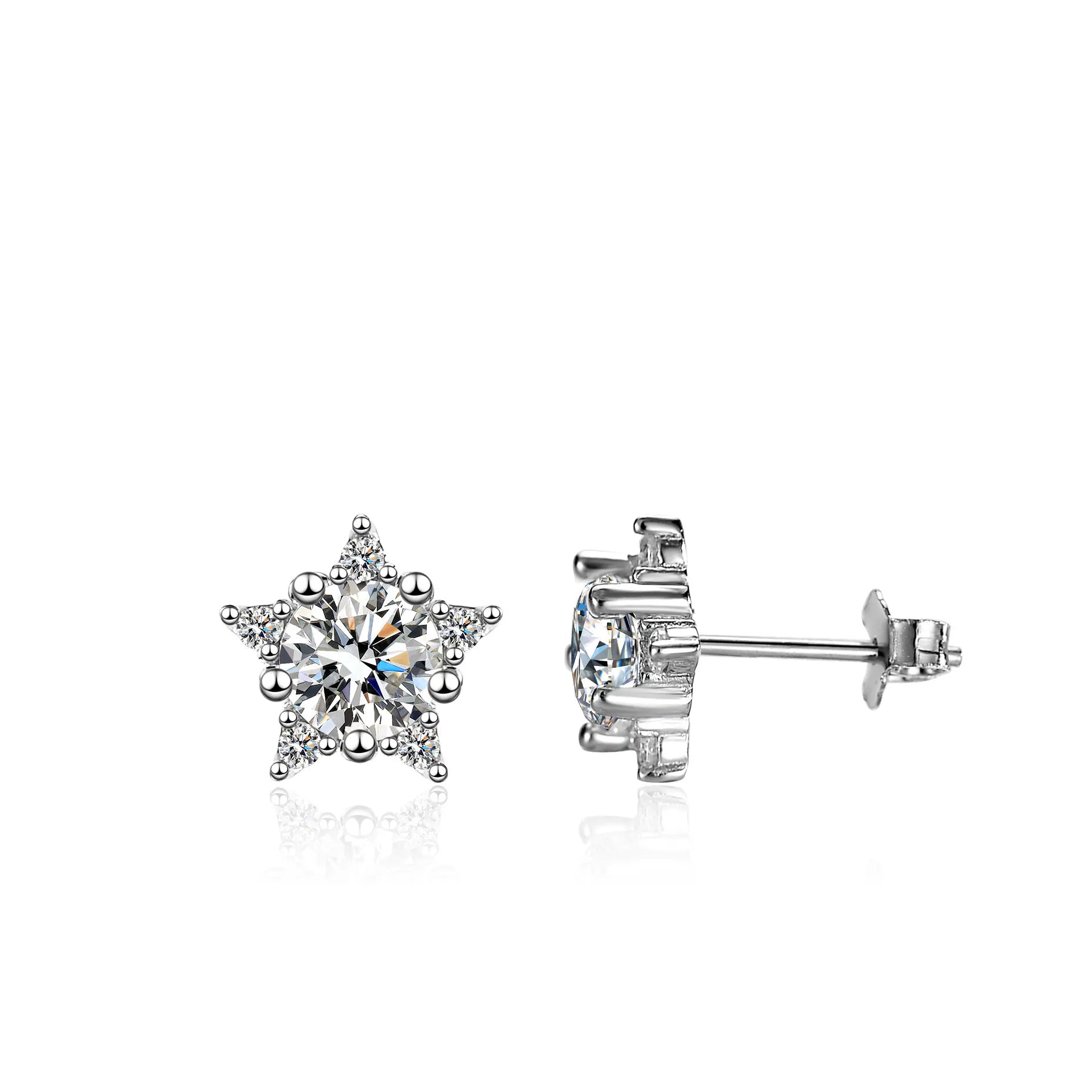 S925 Silver Star Moissanite Earrings