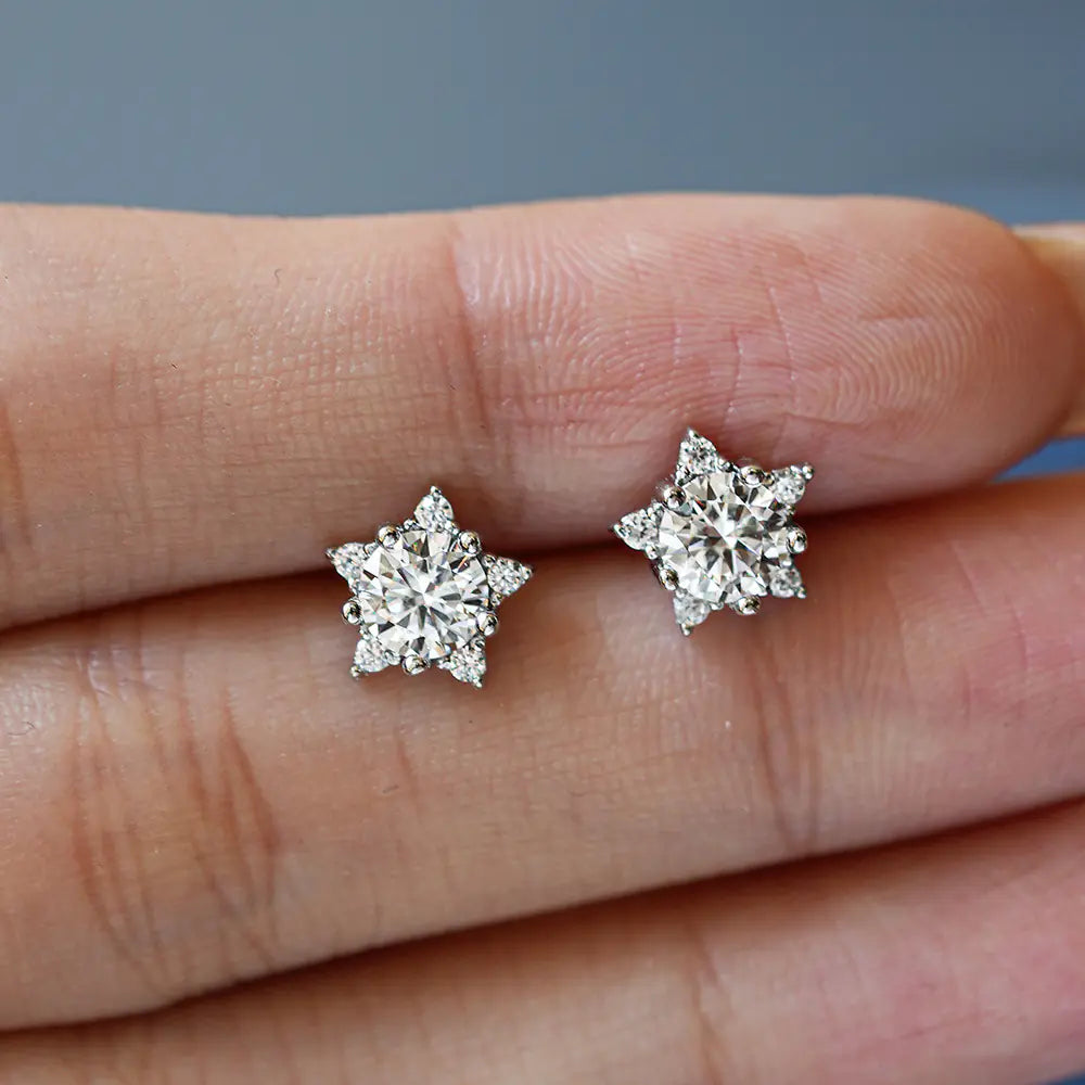 S925 Silver Star Moissanite Earrings