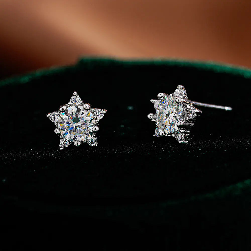 S925 Silver Star Moissanite Earrings