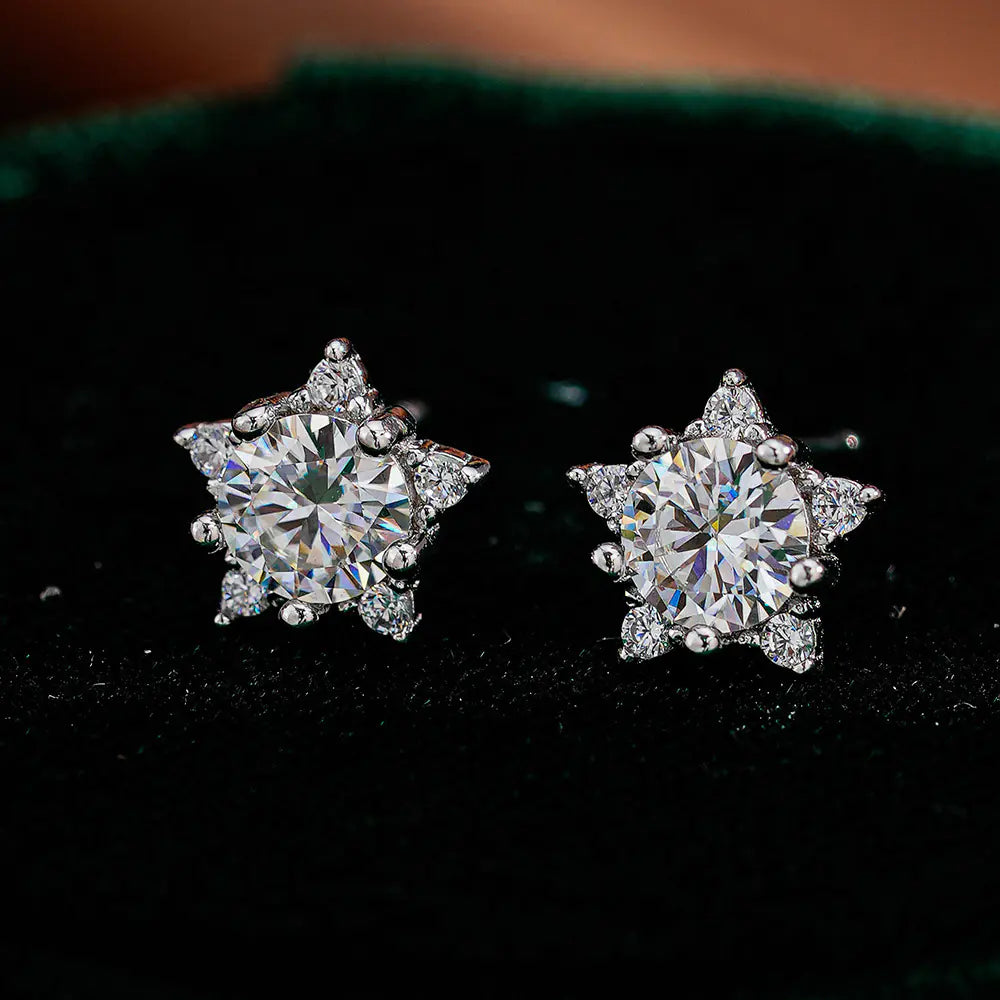 S925 Silver Star Moissanite Earrings