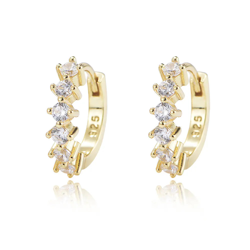 S925 Sterling Silver Iced out Hoop Earrings