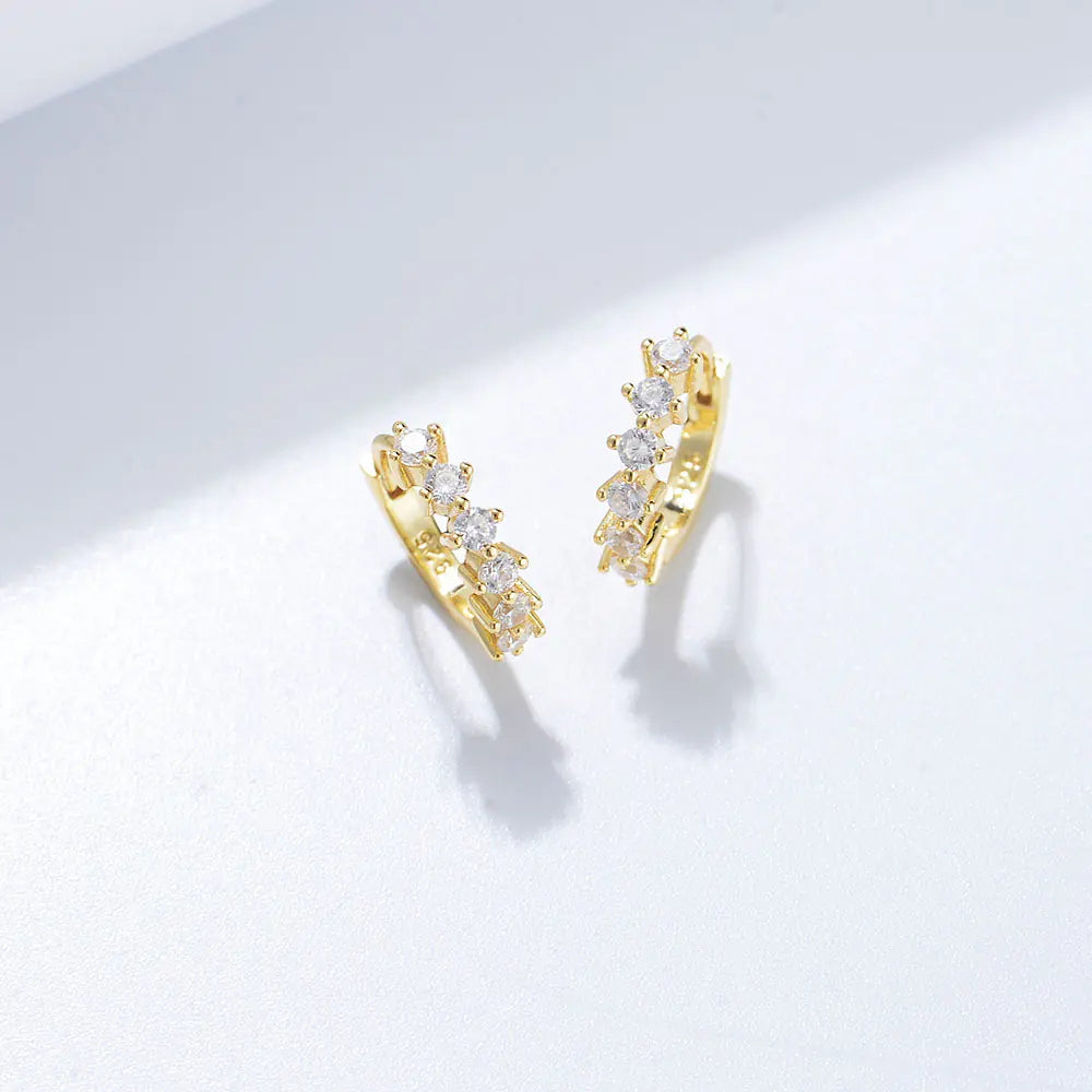 S925 Sterling Silver Iced out Hoop Earrings