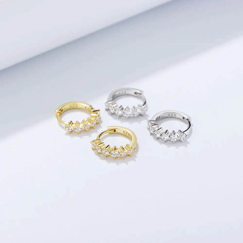 S925 Sterling Silver Iced out Hoop Earrings