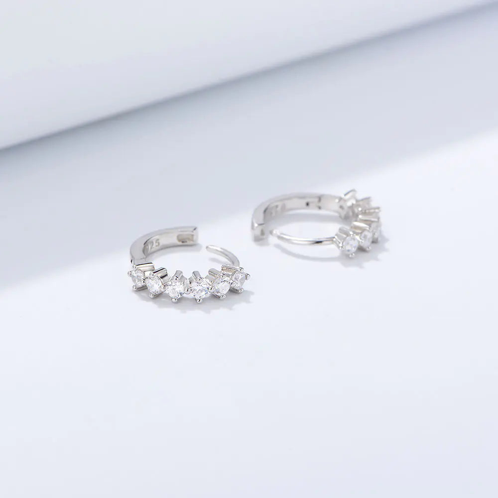 S925 Sterling Silver Iced out Hoop Earrings