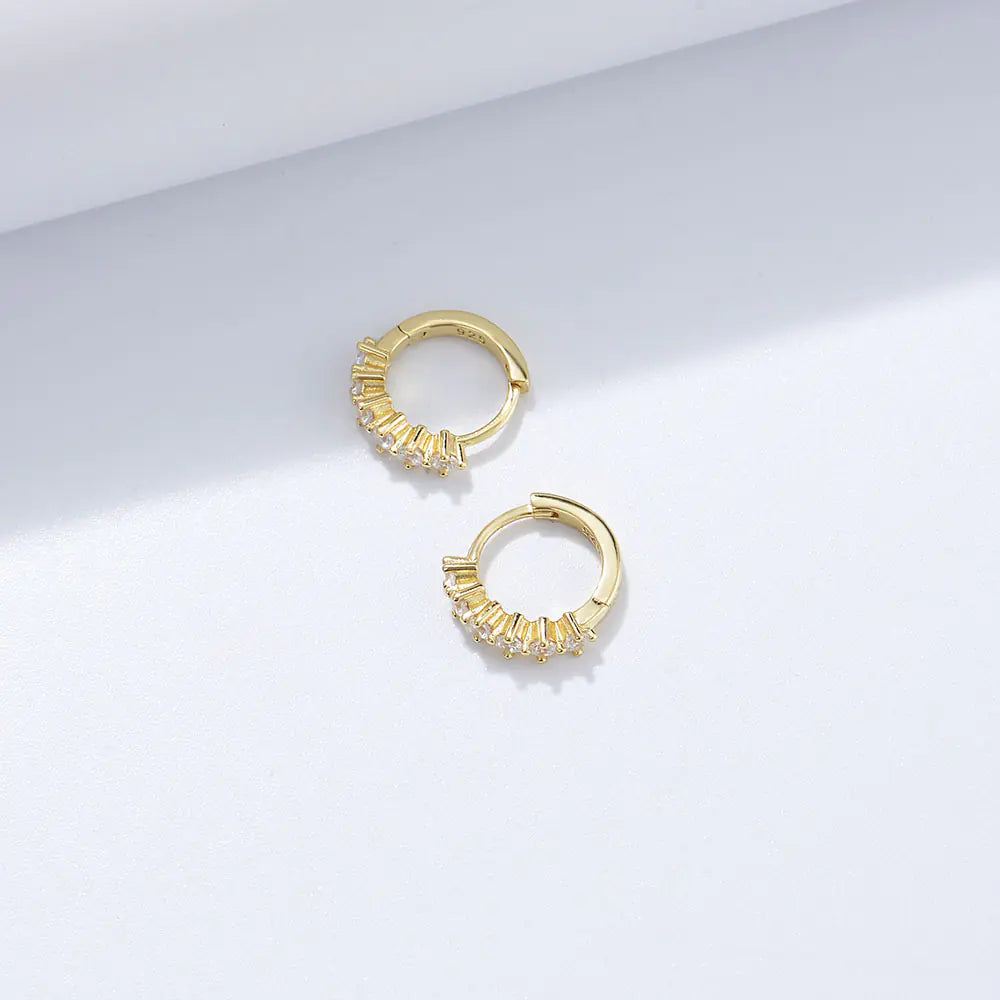 S925 Sterling Silver Iced out Hoop Earrings