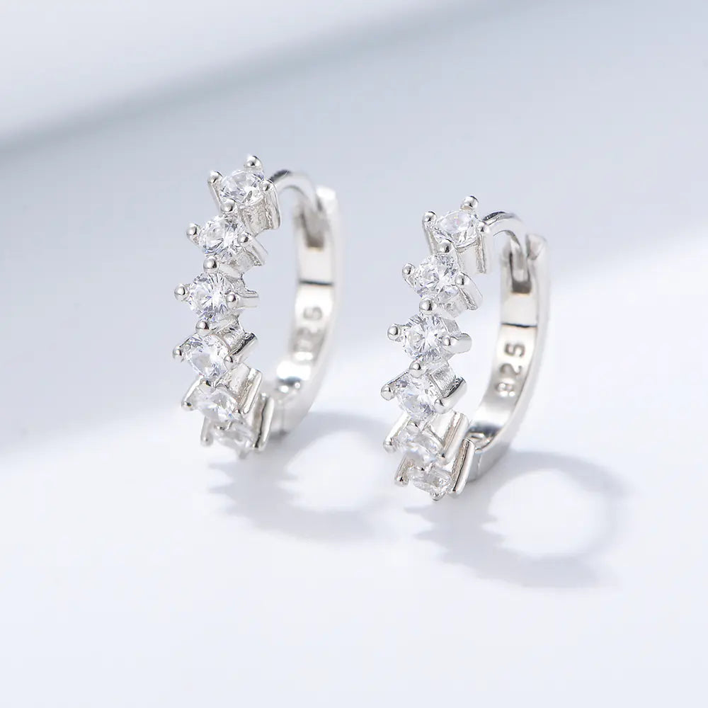 S925 Sterling Silver Iced out Hoop Earrings
