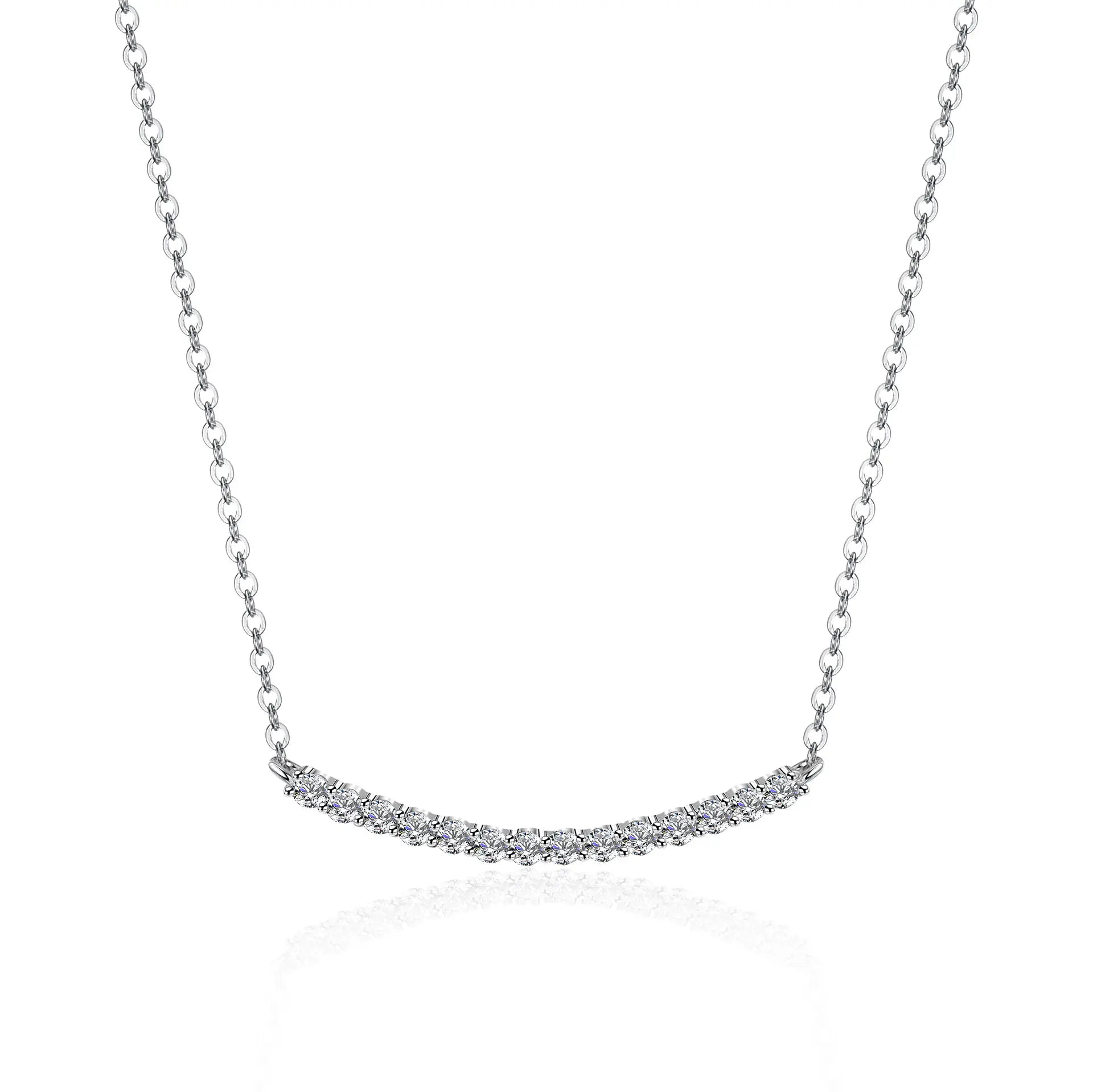 925 Silver Moissanite Smile Tennis Necklace