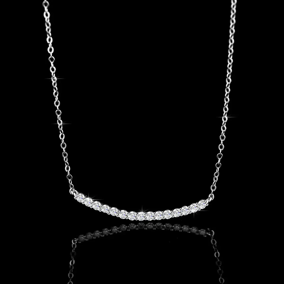 925 Silver Moissanite Smile Tennis Necklace