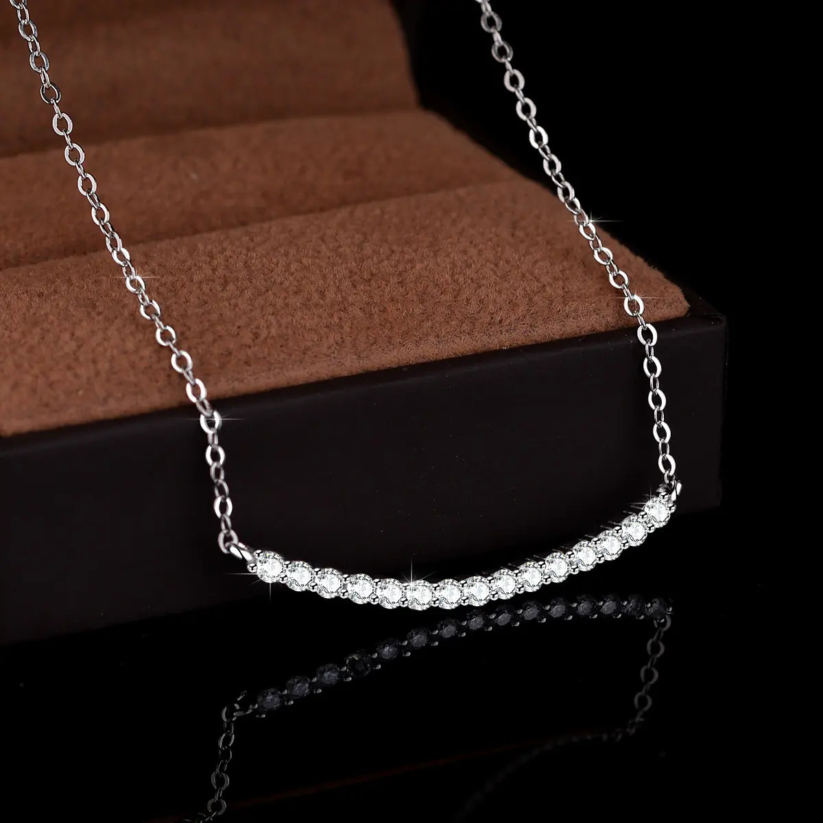 925 Silver Moissanite Smile Tennis Necklace