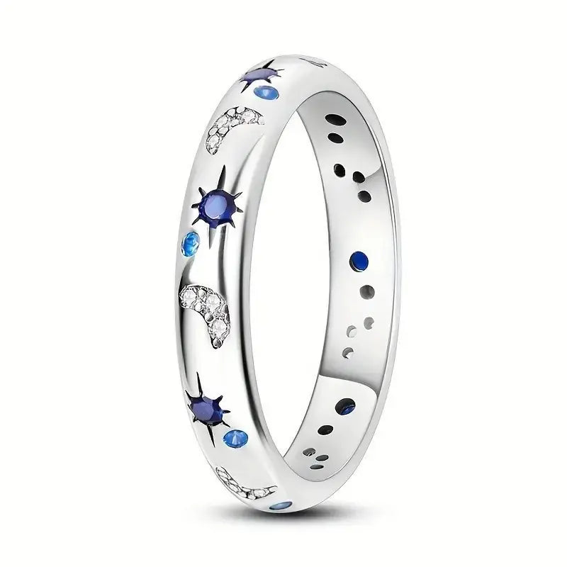 Hot Selling 3mm Brass Blue CZ Moon Star Ring