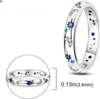 Hot Selling 3mm Brass Blue CZ Moon Star Ring
