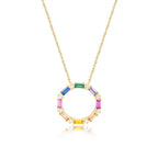 925 Silver Iced Out Baguette Gemstones Necklace