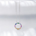 925 Silver Iced Out Baguette Gemstones Necklace