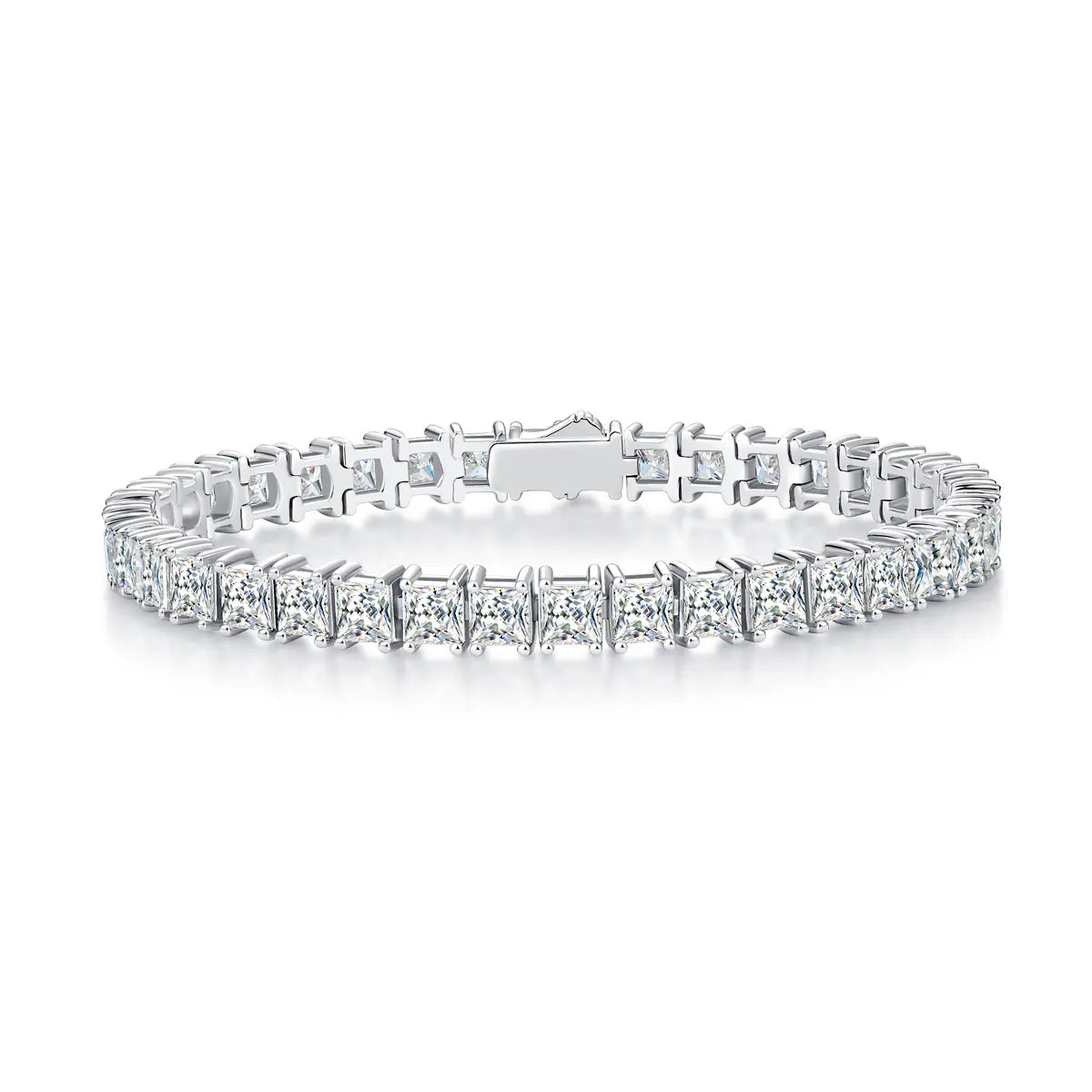 925 Silver 4mm Square Princess Moissanite Tennis Chain