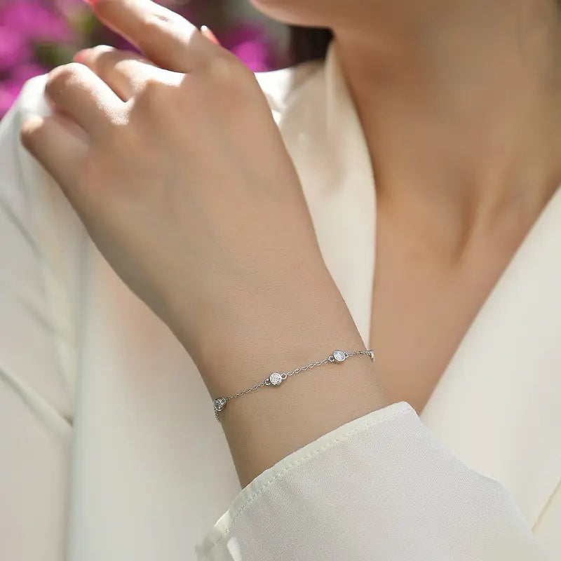 S925 seven moissanite adjustable bracelet