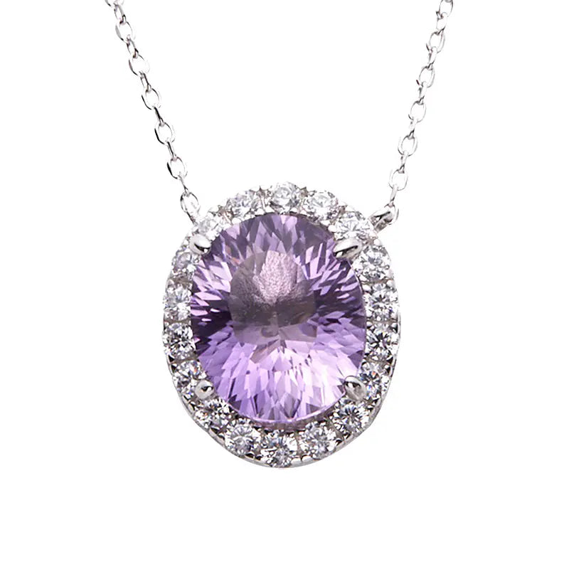 s925 natural amethyst citrine necklace