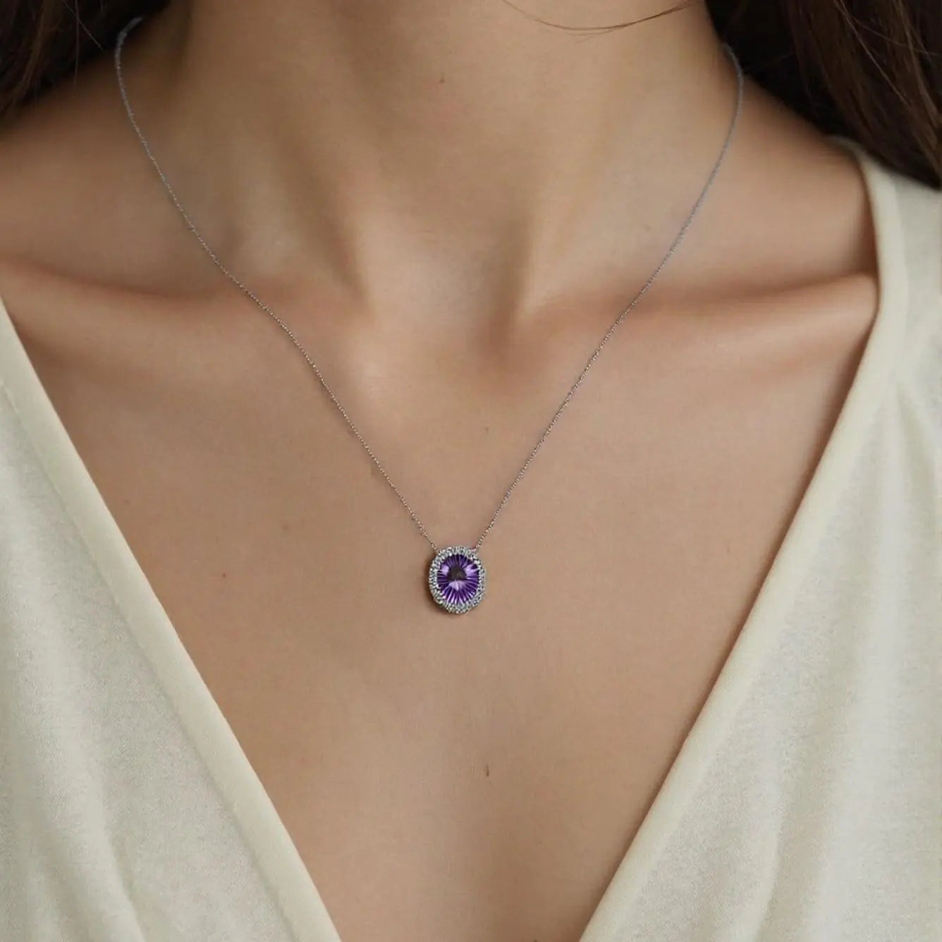 s925 natural amethyst citrine necklace