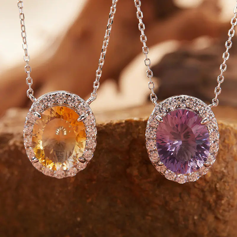 s925 natural amethyst citrine necklace