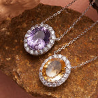 s925 natural amethyst citrine necklace