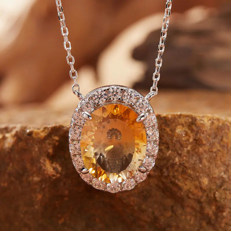 s925 natural amethyst citrine necklace