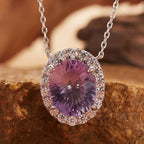 s925 natural amethyst citrine necklace