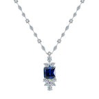 S925 square royal blue cz Necklace