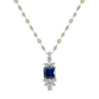 S925 square royal blue cz Necklace