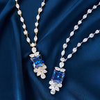 S925 square royal blue cz Necklace