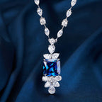 S925 square royal blue cz Necklace