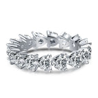 925 Sterling Silver 4MM Pink CZ Dating Heart Ring