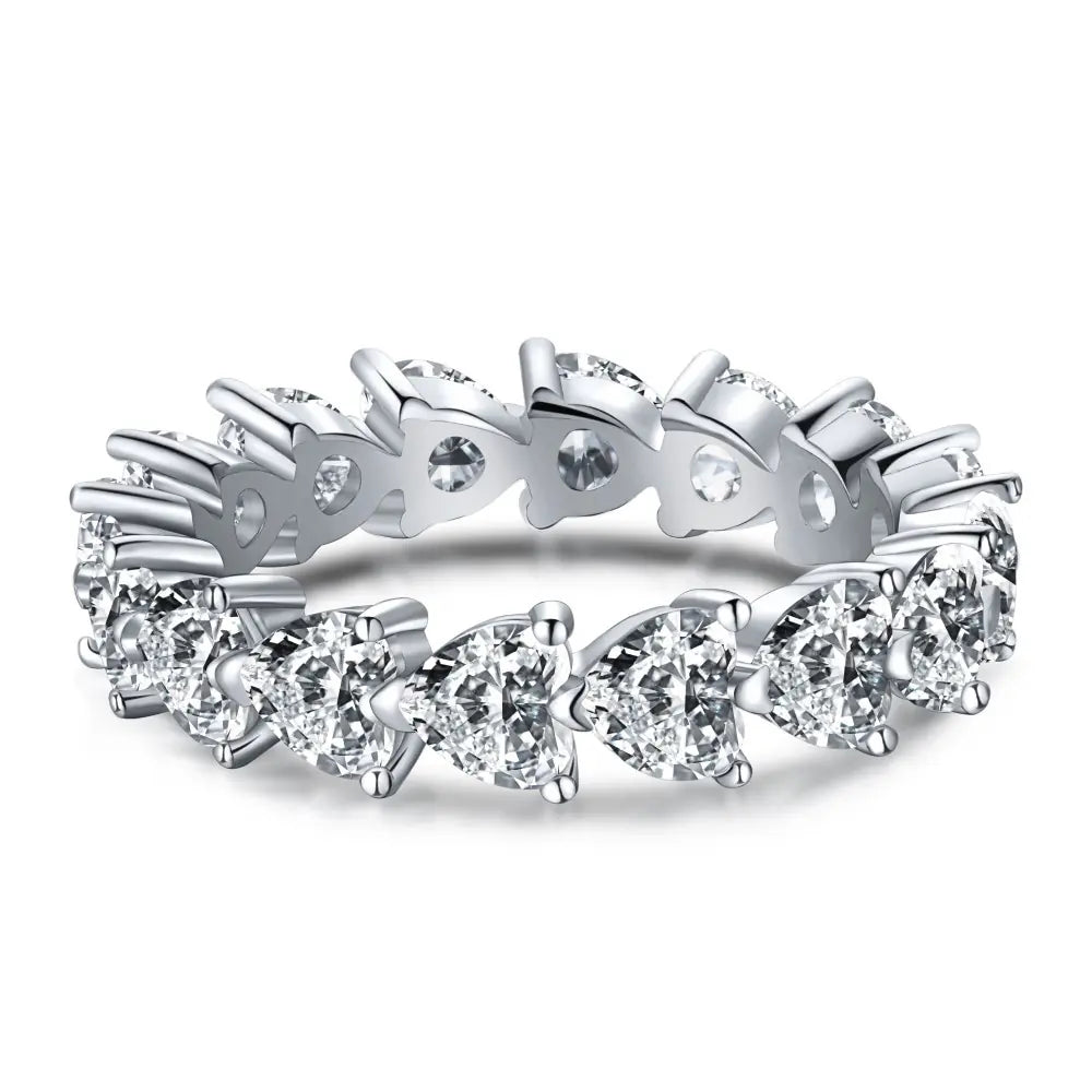 925 Sterling Silver 4MM Pink CZ Dating Heart Ring